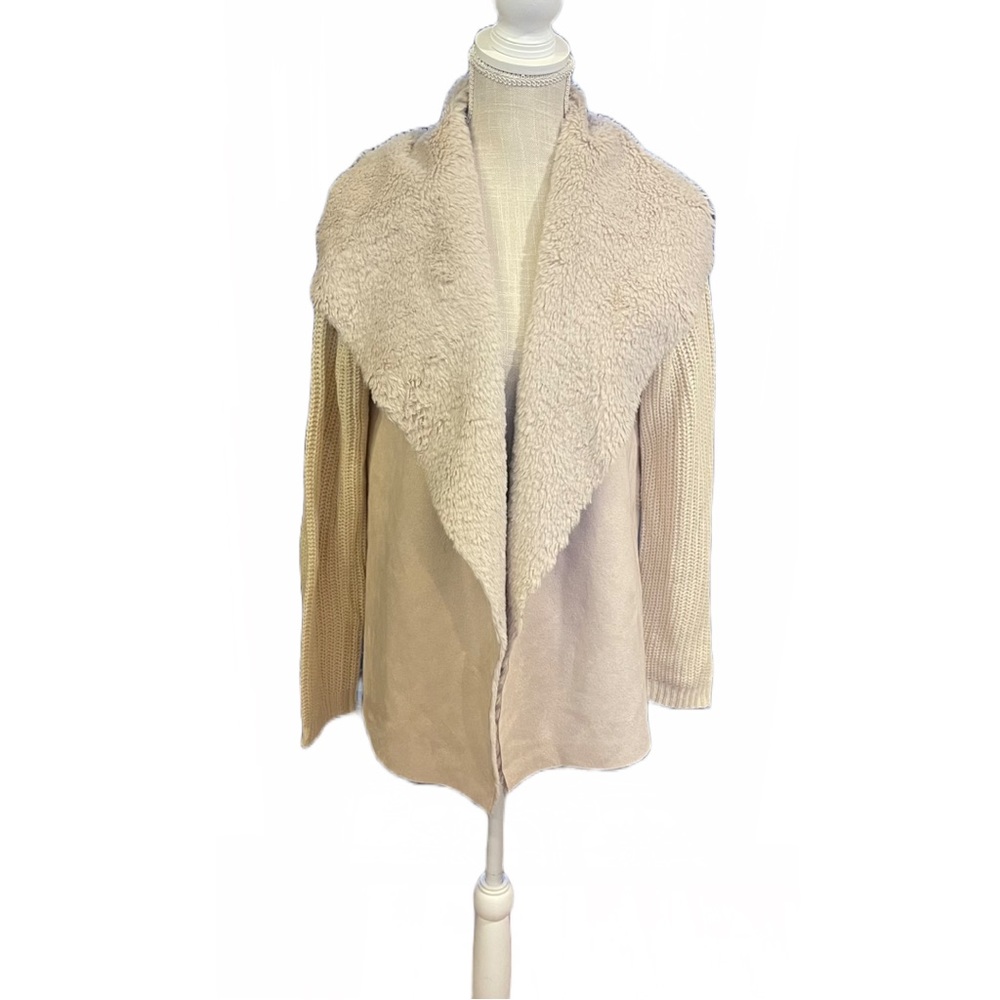21 Main Faux Fur Sweater Jacket Cardigan